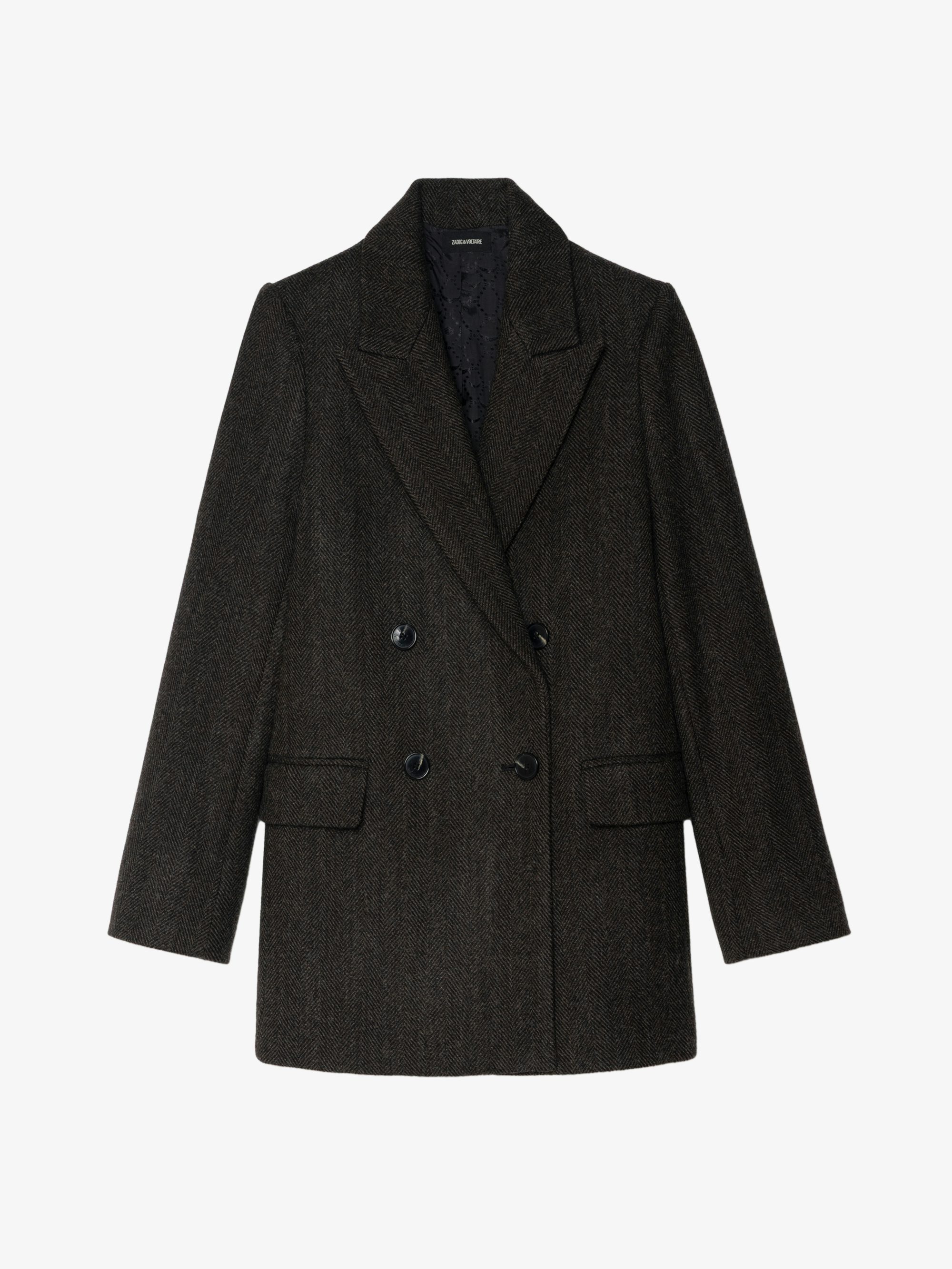 Miew Coat - Peacoat-style coat in wool blend, double-breasted buttoned closure and long sleeves.
